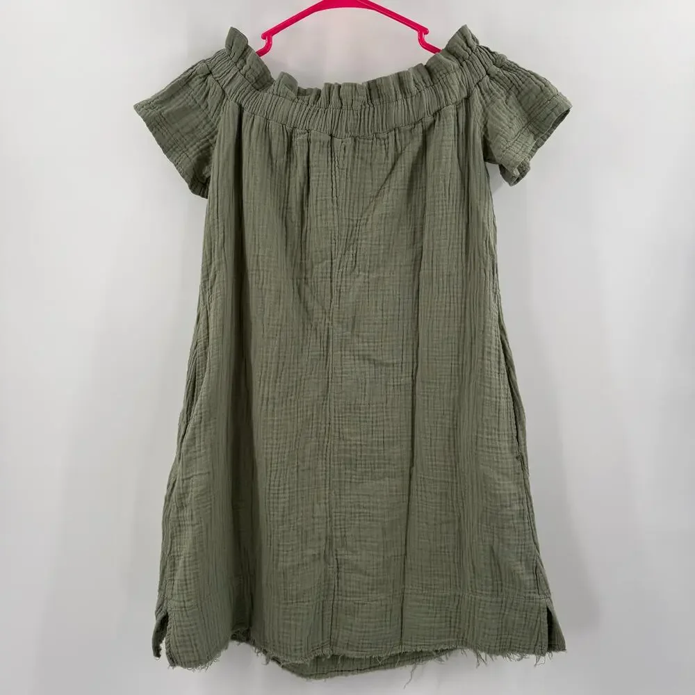 Amadi Dress Women’s Extra Small NEW Anthropologie Nola Off Shoulder Green NWOT - Picture 5 of 16